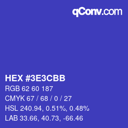 Code couleur: HEX #3E3CBB | qconv.com