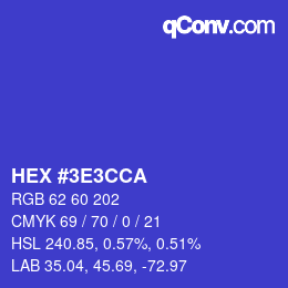 Color code: HEX #3E3CCA | qconv.com