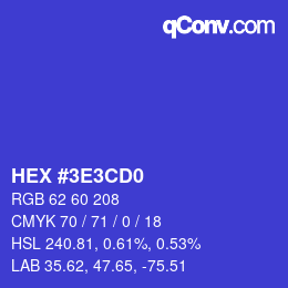 Color code: HEX #3E3CD0 | qconv.com