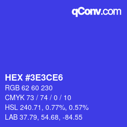 Color code: HEX #3E3CE6 | qconv.com