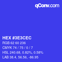 颜色代码: HEX #3E3CEC | qconv.com