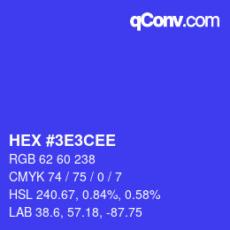 カラーコード: HEX #3E3CEE | qconv.com