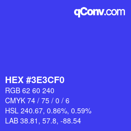 Farbcode: HEX #3E3CF0 | qconv.com