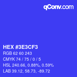 カラーコード: HEX #3E3CF3 | qconv.com