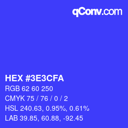 Color code: HEX #3E3CFA | qconv.com
