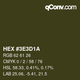 Color code: HEX #3E3D1A | qconv.com