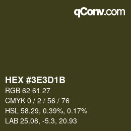 Color code: HEX #3E3D1B | qconv.com