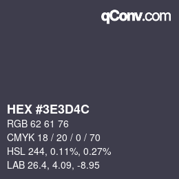Color code: HEX #3E3D4C | qconv.com