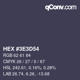 Color code: HEX #3E3D54 | qconv.com