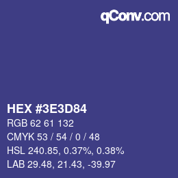 Color code: HEX #3E3D84 | qconv.com