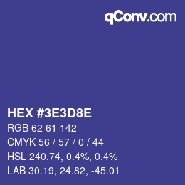 Color code: HEX #3E3D8E | qconv.com