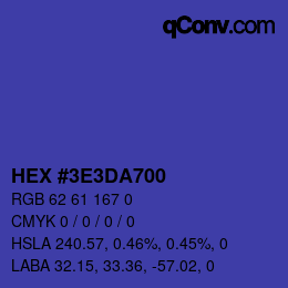 Farbcode: HEX #3E3DA700 | qconv.com