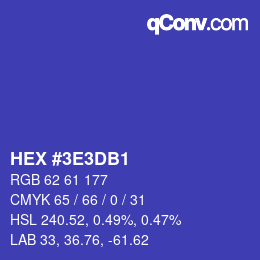 Color code: HEX #3E3DB1 | qconv.com