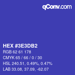 Color code: HEX #3E3DB2 | qconv.com