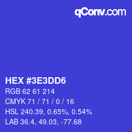 Color code: HEX #3E3DD6 | qconv.com