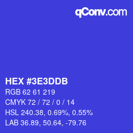 カラーコード: HEX #3E3DDB | qconv.com