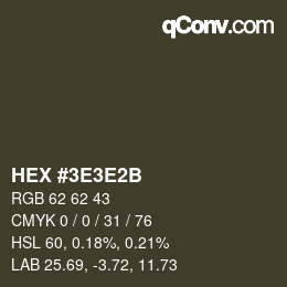 Code couleur: HEX #3E3E2B | qconv.com