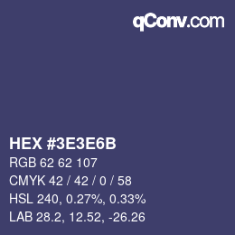 カラーコード: HEX #3E3E6B | qconv.com