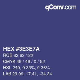 Color code: HEX #3E3E7A | qconv.com