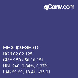 Code couleur: HEX #3E3E7D | qconv.com