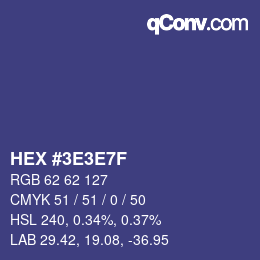 Farbcode: HEX #3E3E7F | qconv.com