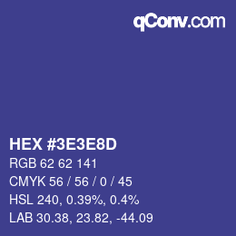 カラーコード: HEX #3E3E8D | qconv.com