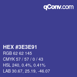 カラーコード: HEX #3E3E91 | qconv.com