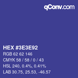 カラーコード: HEX #3E3E92 | qconv.com