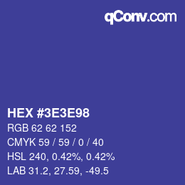 Farbcode: HEX #3E3E98 | qconv.com