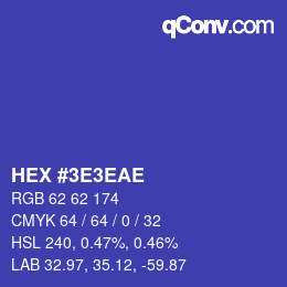 Color code: HEX #3E3EAE | qconv.com