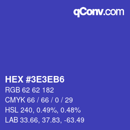 Color code: HEX #3E3EB6 | qconv.com