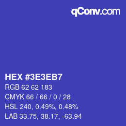 Farbcode: HEX #3E3EB7 | qconv.com