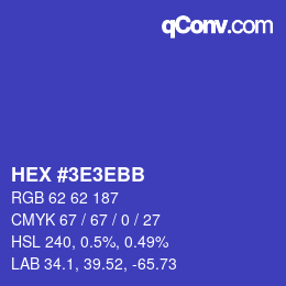 カラーコード: HEX #3E3EBB | qconv.com