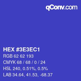 Color code: HEX #3E3EC1 | qconv.com