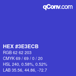 Color code: HEX #3E3ECB | qconv.com