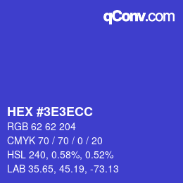 Color code: HEX #3E3ECC | qconv.com
