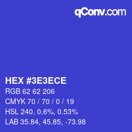 カラーコード: HEX #3E3ECE | qconv.com