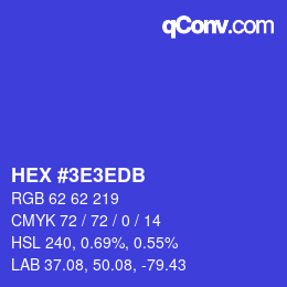 Color code: HEX #3E3EDB | qconv.com