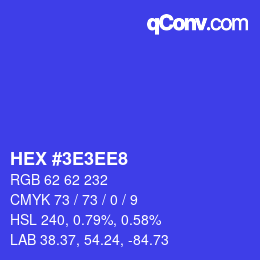 Color code: HEX #3E3EE8 | qconv.com