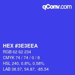 Color code: HEX #3E3EEA | qconv.com
