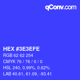 Farbcode: HEX #3E3EFE | qconv.com