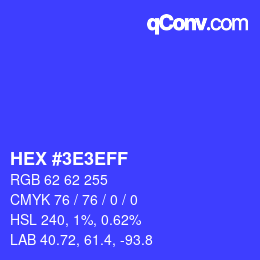 Color code: HEX #3E3EFF | qconv.com