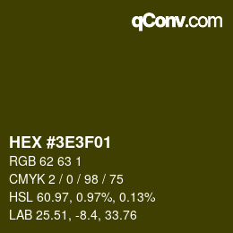 Color code: HEX #3E3F01 | qconv.com