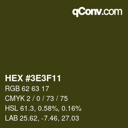 Farbcode: HEX #3E3F11 | qconv.com