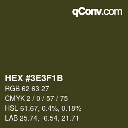 Color code: HEX #3E3F1B | qconv.com