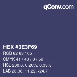 Color code: HEX #3E3F69 | qconv.com