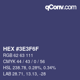 Color code: HEX #3E3F6F | qconv.com