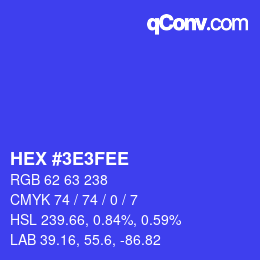 Color code: HEX #3E3FEE | qconv.com
