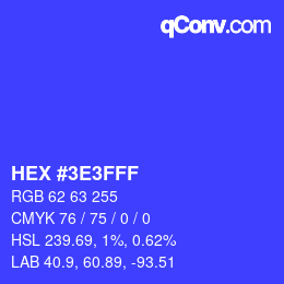 Color code: HEX #3E3FFF | qconv.com