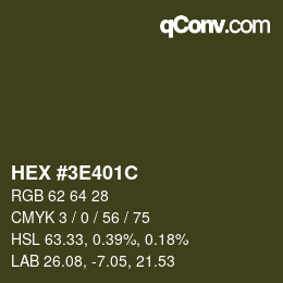 Color code: HEX #3E401C | qconv.com